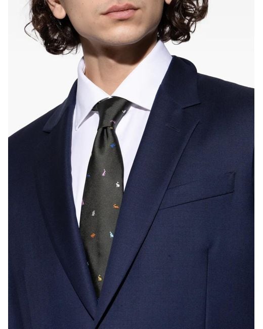 Paul Smith Black Rabbit Silk Tie for men