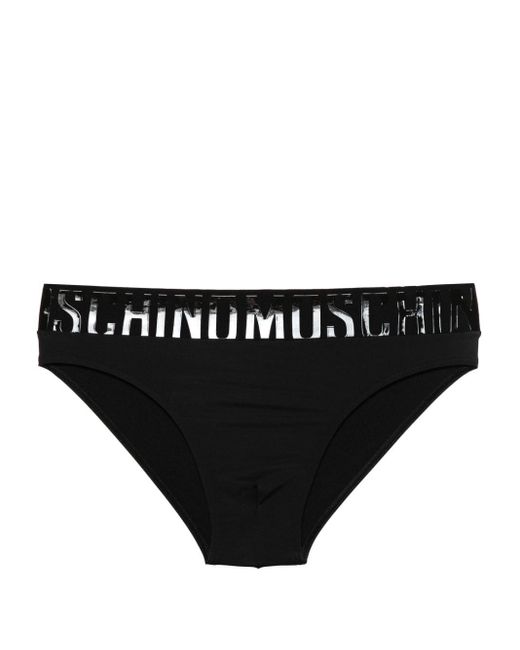 Moschino Black Rubberised-logo Swim Trunks for men