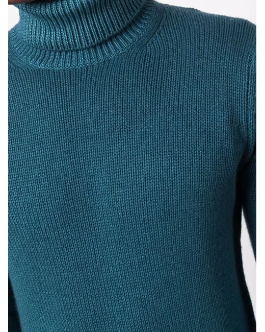 Dell'Oglio Blue Roll-Neck Rib-Trimmed Jumper for men