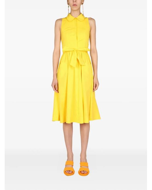 Moschino Yellow Sleeveless Peter Pan-Collar Midi Dress
