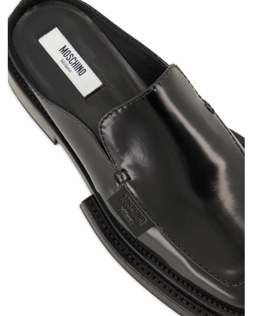 Moschino Black Leather Mules