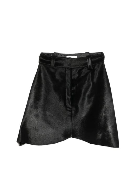 Vestiaire d'un Oiseau Libre Black Asymmetric Pony-Hair Effect Mini Skirt