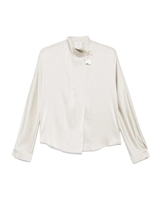 Forte_forte White Silk Blend Long-Sleeved Shirt With Tassel Detail