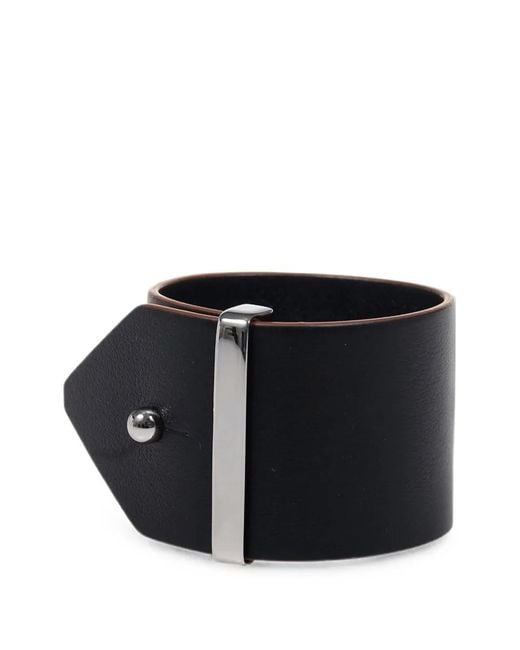 Max Mara Black Tavola Stud-Detail Leather Bracelet
