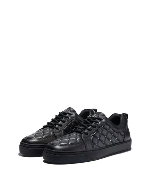 Leandro Lopes Black Ezio Quilted-Pattern Sneakers