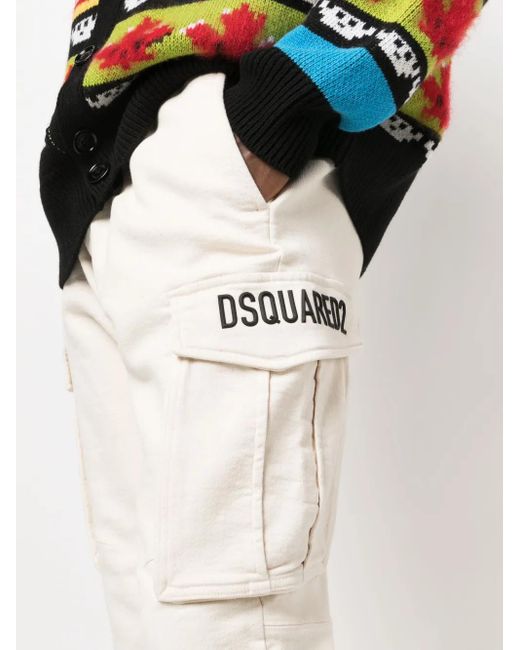 DSquared² White D2 Cipro Cargo Trousers for men
