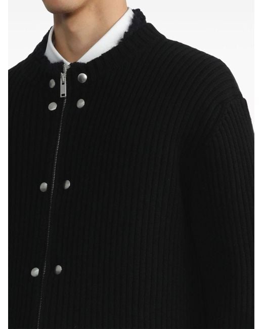 Jil Sander Black Shearling-lined Wool-blend Cardigan for men