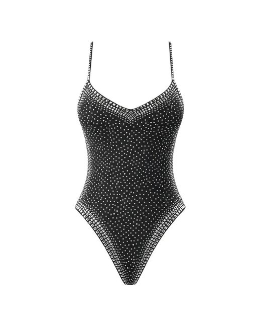 DSquared² Black Stud-Embellished One-Piece Swimsuit