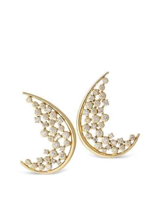 DENISE CASSOU Metallic Crescent-Shaped Diamond Earrings