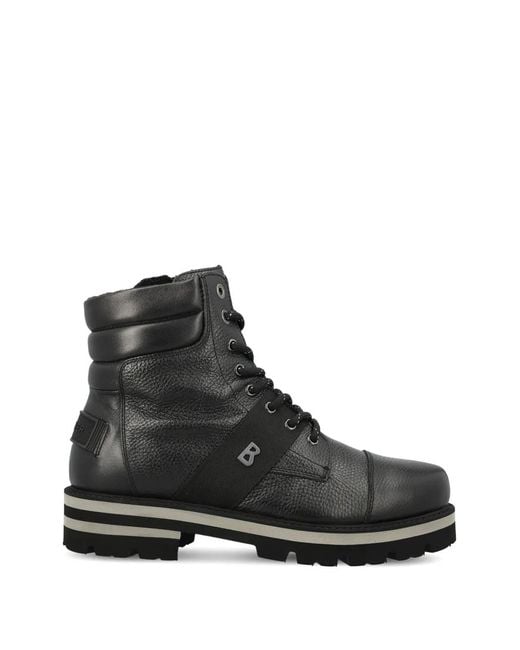 Bogner Black Lace-Up Padded-Collar Ankle Boots for men