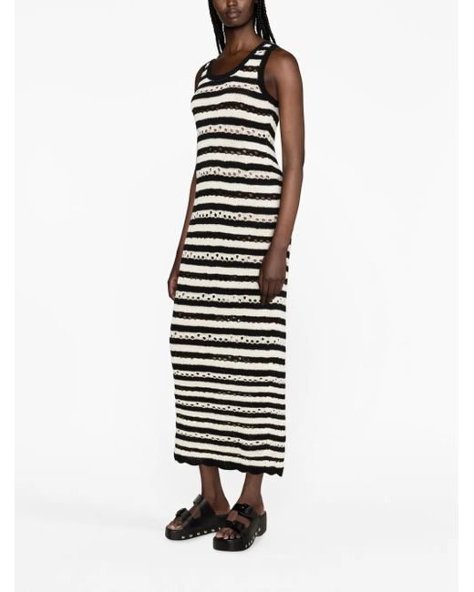 Sonia Rykiel Black Striped Openwork Maxi Dress