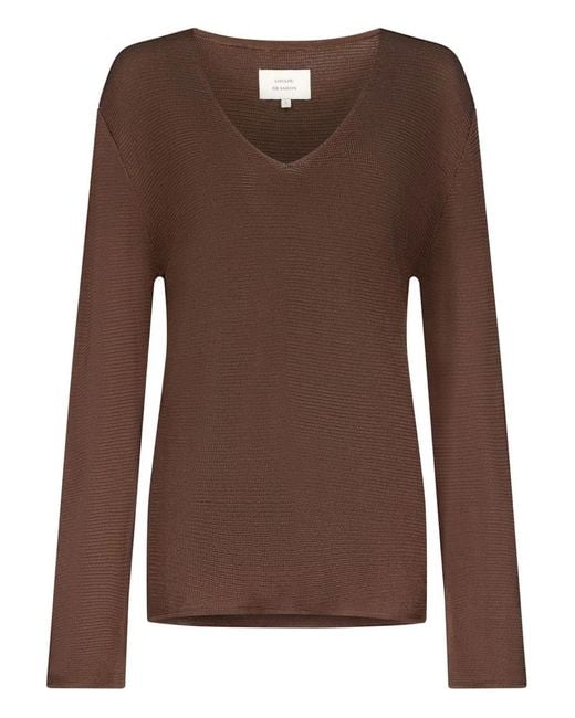 Loulou de Saison Saya Trui Met V-Hals in het Brown