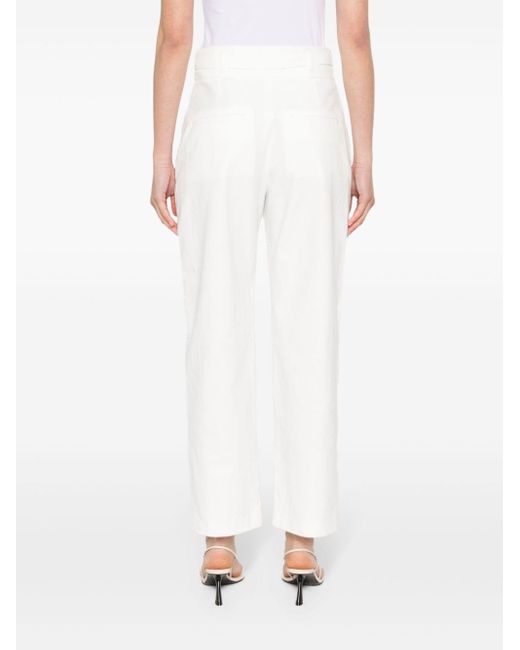 IRO White Belted Cotton Tapered Trousers