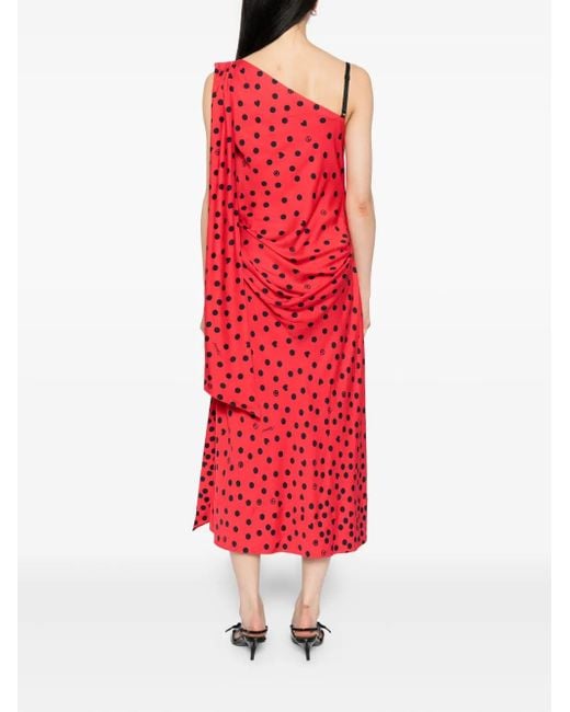 Moschino Red Graphic-Print Asymmetric Dress