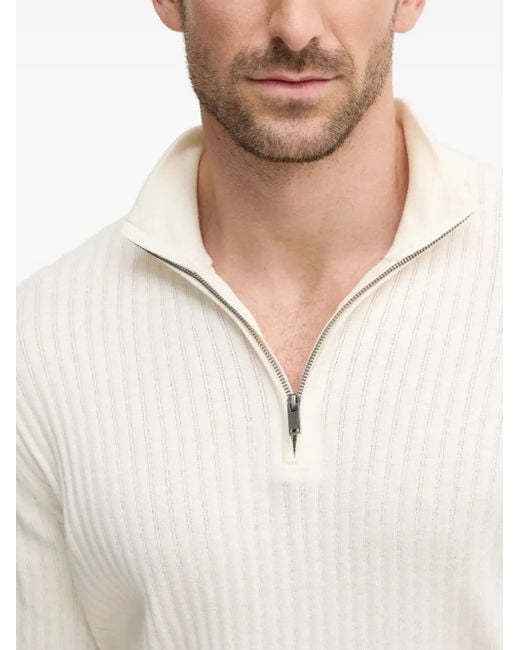 Hackett Gerippter Pullover mit Reißverschluss in White für Herren