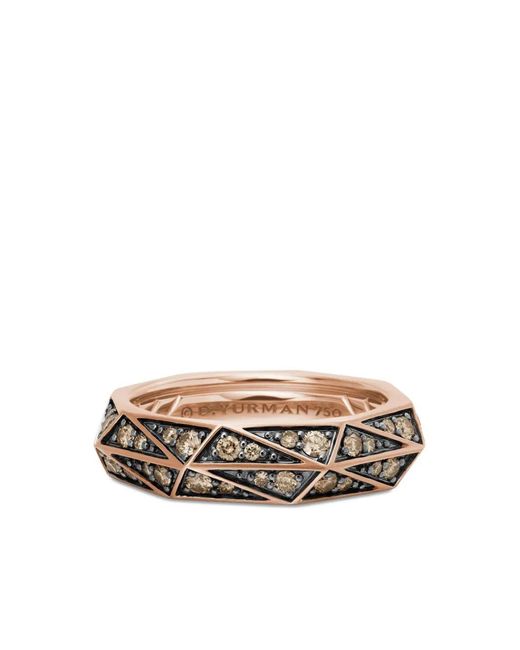 David Yurman Metallic 18Kt Rose Torqued Faceted Diamond Ring (6Mm) for men