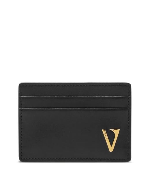 Versace Black Logo-Plaque Cardholder for men