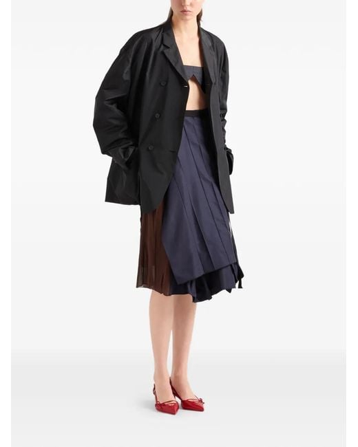 Prada Blue Faille Patchwork Midi Skirt