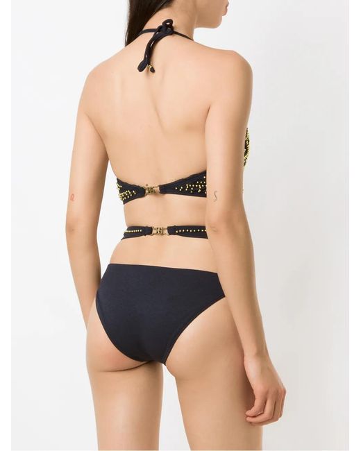 Amir Slama Black Embroidered Cut Out Swimsuit