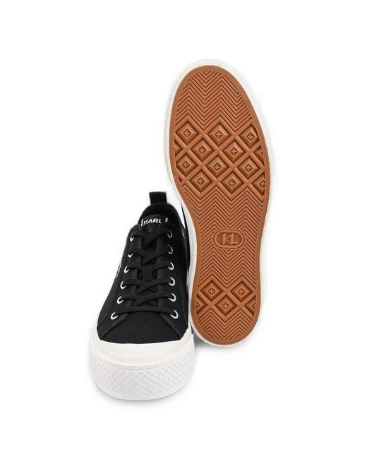 Karl Lagerfeld White Logo-Embroidered Platform Sneakers