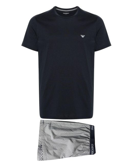 Emporio Armani Black Short-sleeve Cotton Pajama Set for men