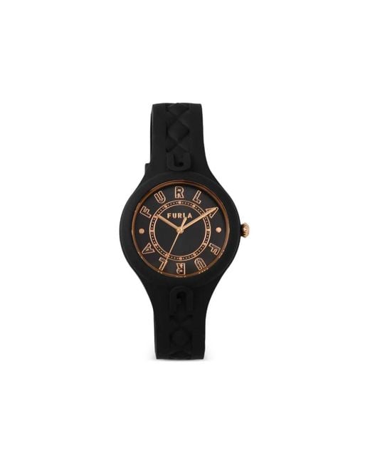 Furla Black Patterned 34Mm Watch