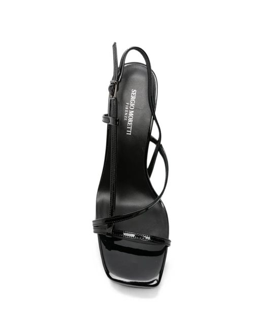 SERGIO MORETTI FIRENZE White Strappy Patent-Finish Sandals