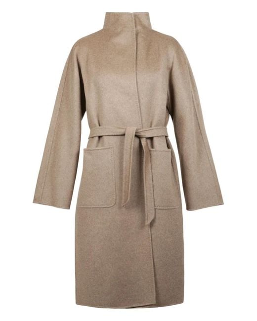 Max Mara Natural Stand-neck patch-pockets double-breasted coat