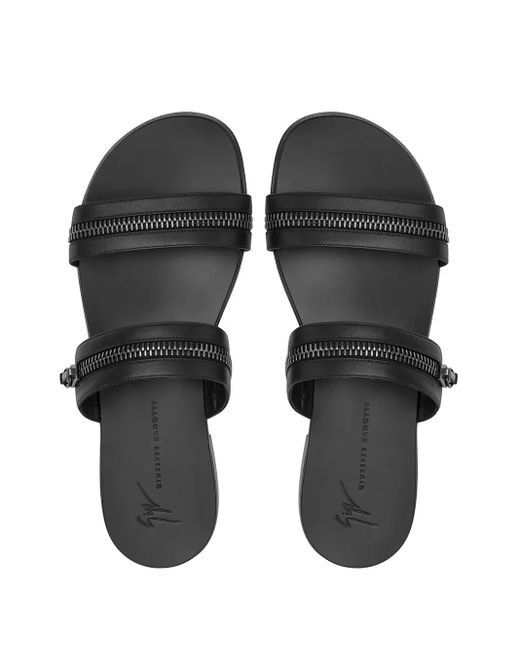 Giuseppe Zanotti Black Brad Zip-Detail Sandals for men