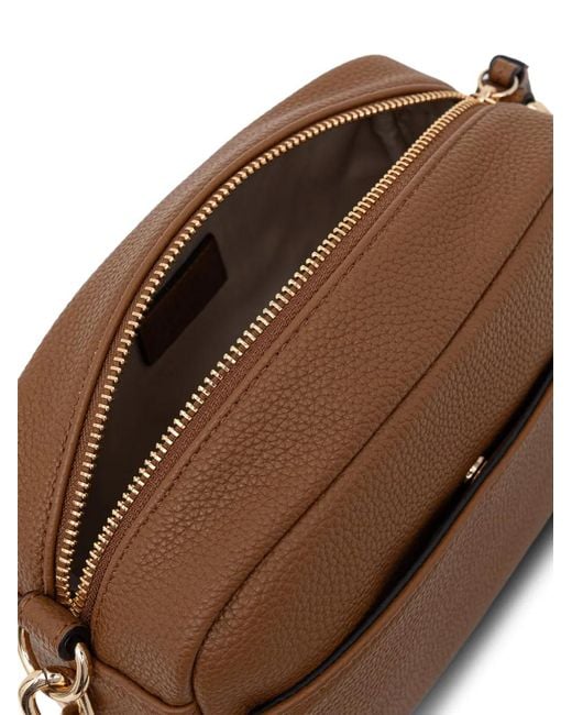 Liu Jo Brown Logo-Plaque Pebbled-Effect Shoulder Bag