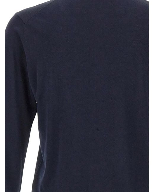 Kangra Blue Long-Sleeve Ribbed Polo Shirt for men