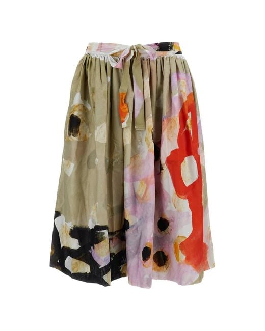 Daniela Gregis White Floral-Print Midi Skirt