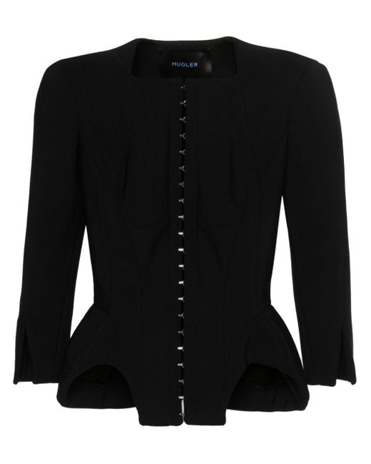 Veste crop à design corset Mugler en coloris Black