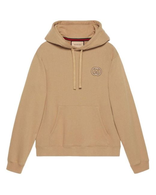 Gucci Natural Interlocking G-patch Cotton Hoodie for men