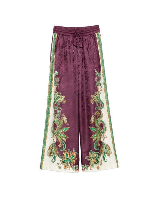 ALÉMAIS Purple Ruthie Paisley-Print Palazzo Pants