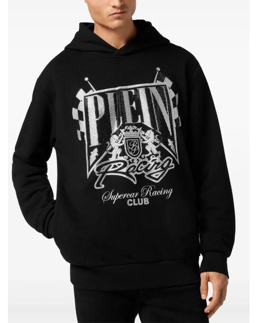Philipp Plein Black Racing Club Hoodie for men