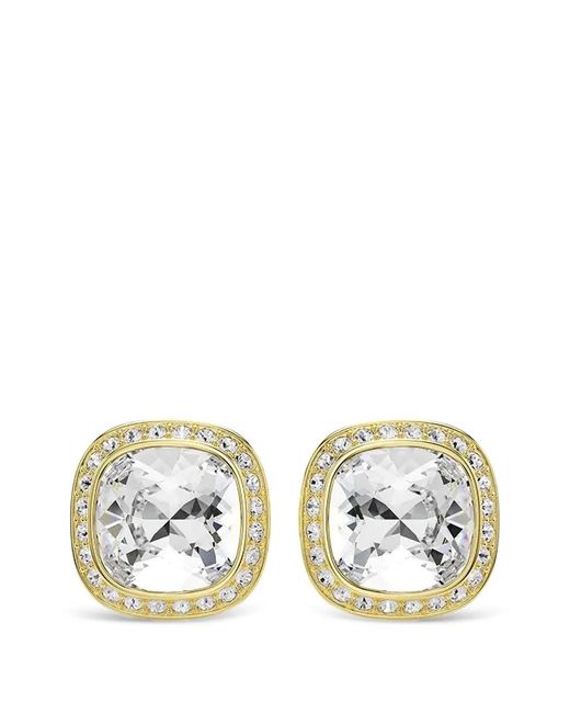 Swarovski White Boucles D'Oreilles Serties De Cristaux Taille Coussin