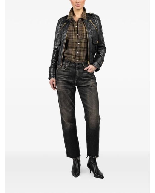 R13 Black Quilted Buttoned Jacket