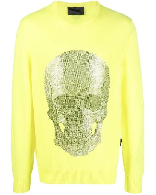 Jersey de punto con motivo de calavera Philipp Plein de hombre de color Yellow