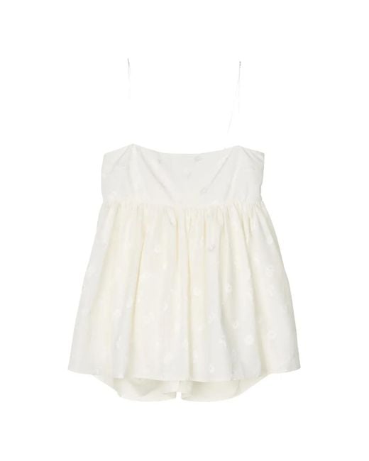 CECILIE BAHNSEN White Veronica Bow-Detail Sleeveless Peplum Blouse