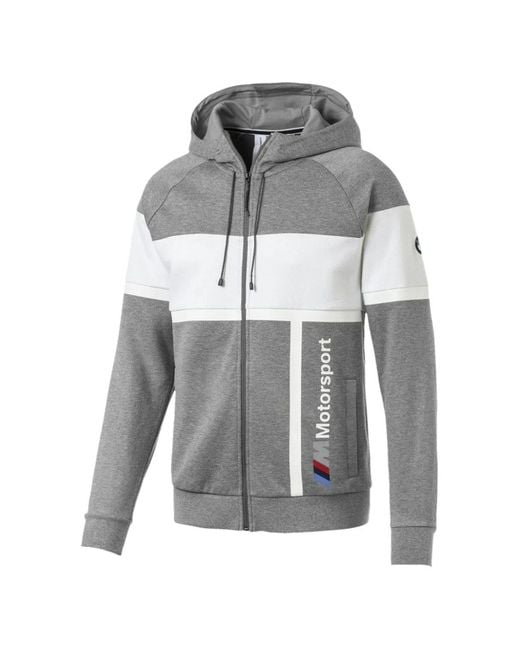 PUMA Gray X Bmw Motorsport Hooded Sweat Jacket for men