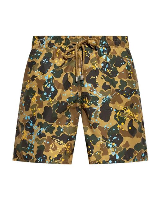 Palm Angels X Vilebrequin Badeshorts mit Farbklecks-Print in Brown für Herren