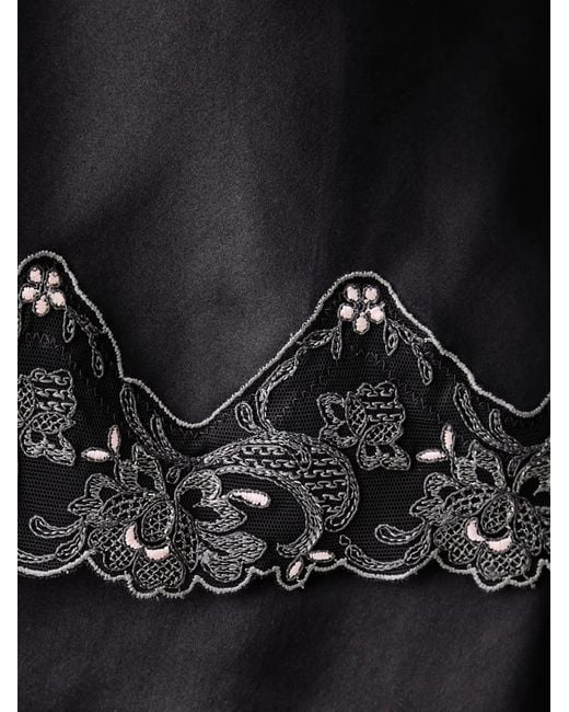 Chantelle Black Lace-Trim Satin Pajama Top