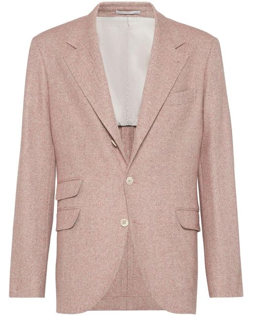 Brunello Cucinelli Pink Blazer À Motif De Chevrons for men