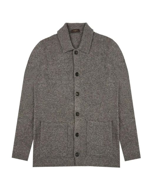 Zanone Men's Gray Patch-Pocket Cardigan