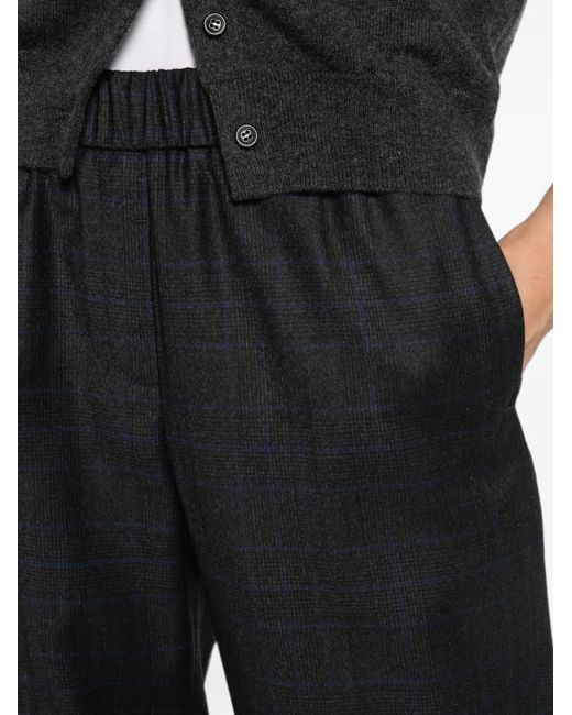 Peserico Black Check-Pattern Elasticated-Waistband Trousers