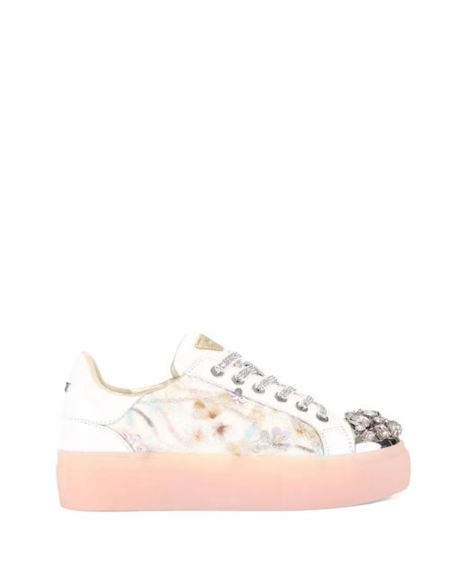 Kurt Geiger Pink Crystal-Embellished Sneakers