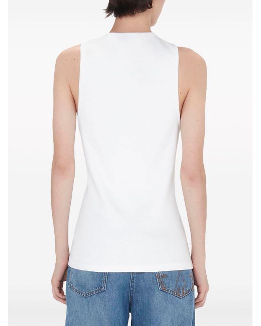 J.W. Anderson White Logo-embroidered Ribbed-knit Top