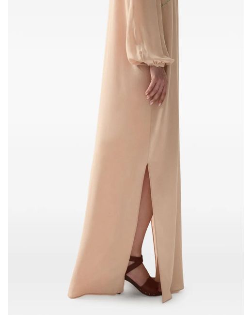 Fortela Natural Allegra Embroidered Silk Dress