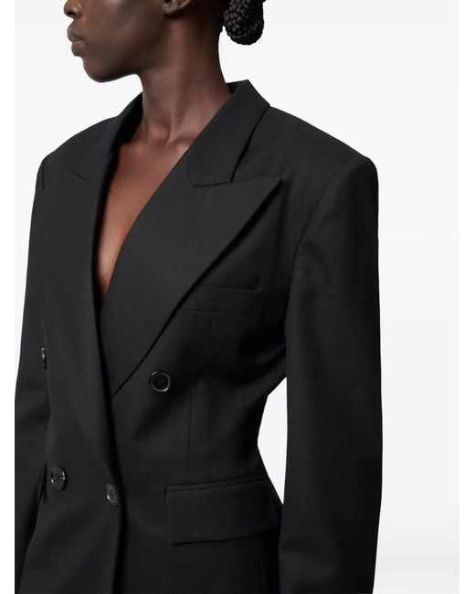 Nina Ricci Black Gabardine Frock Double-Breasted Coat